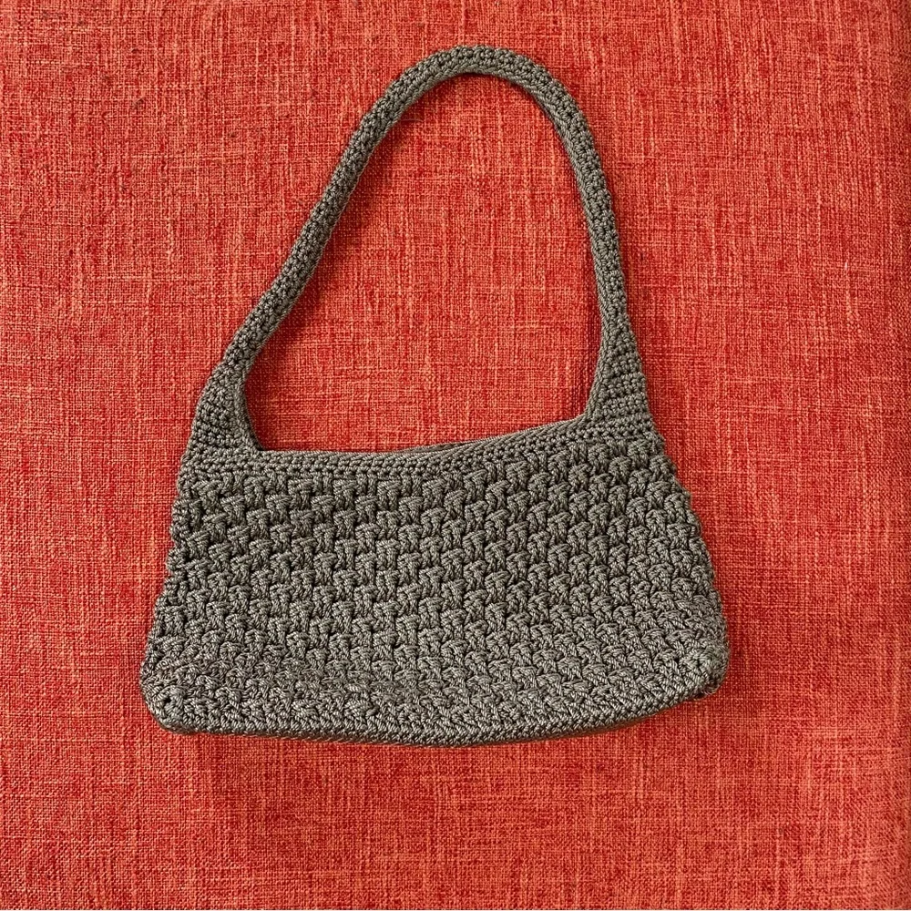 VTG The Sak Brown Crochet Hobo Bag Purse